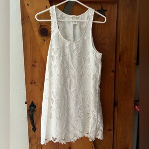Eyelet Embroidery Sleeveless Mini Dress